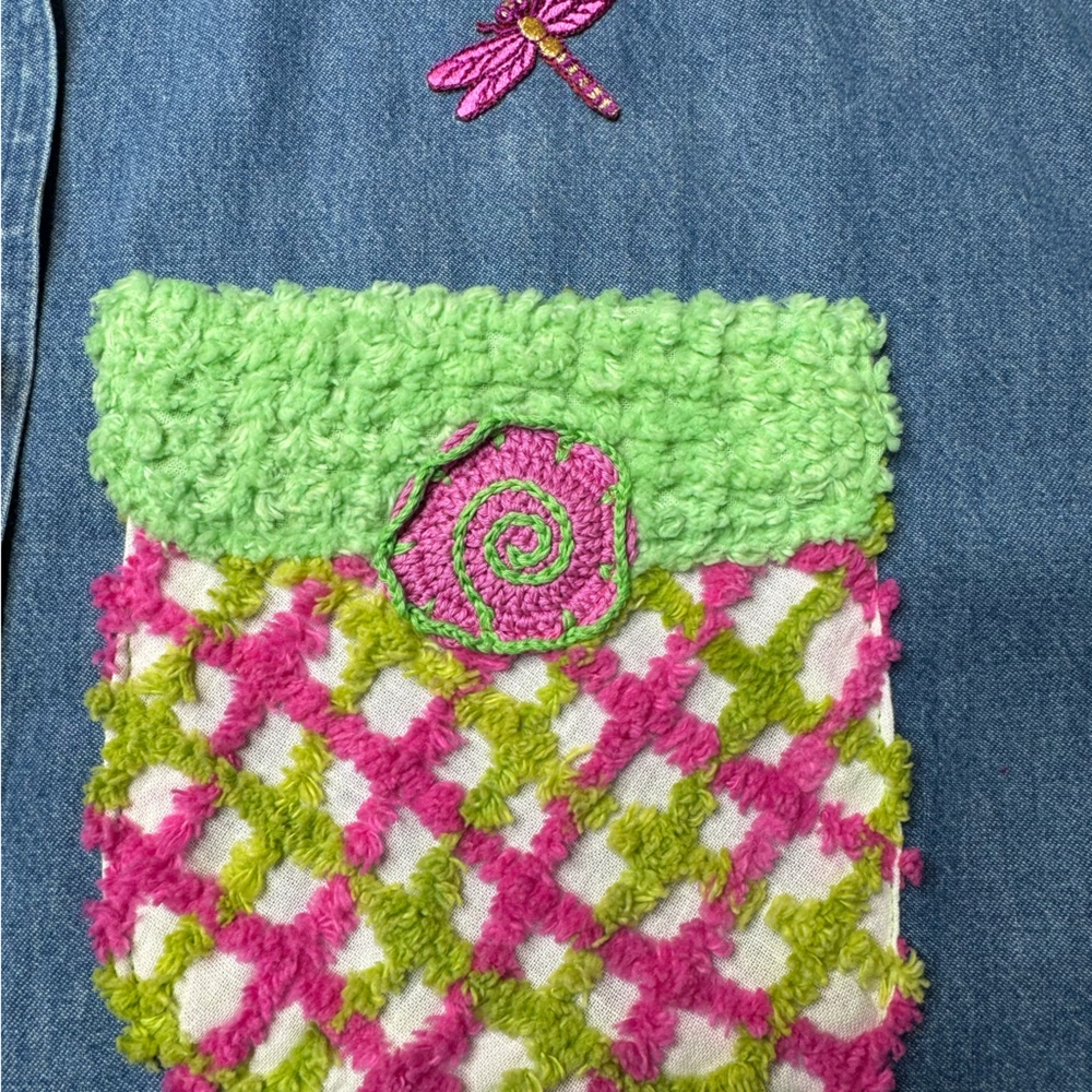 Women Embellished Appliqué Cheniile Embroidery XL Top button covers Butterflies - Picture 10 of 13